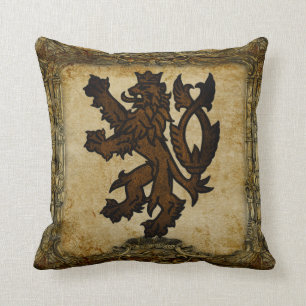 Heraldic Rampant Lion Custom Throw Pillow