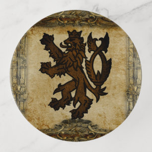 Heraldic Rampant Lion Custom Trinket Tray