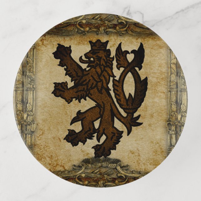 Heraldic Rampant Lion Custom Trinket Tray (Front)