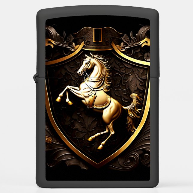 Heraldic Rearing Horse Zippo Lighter (Front)