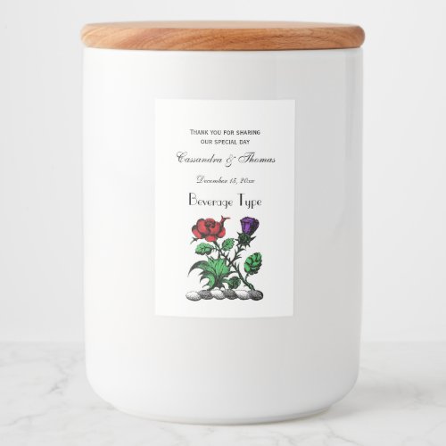 Heraldic Rose  Thistle Coat of Arms Crest Color Food Label