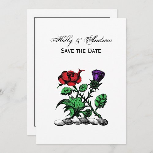 Heraldic Rose  Thistle Coat of Arms Crest Color Invitation