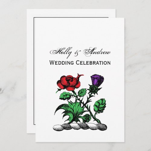 Heraldic Rose  Thistle Coat of Arms Crest Color Invitation