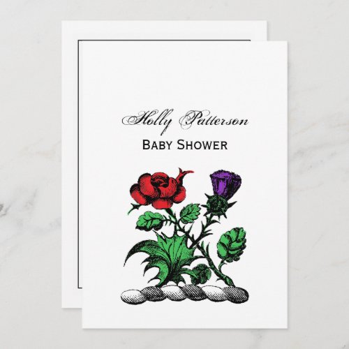 Heraldic Rose  Thistle Coat of Arms Crest Color Invitation