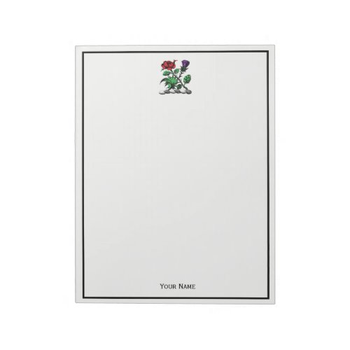 Heraldic Rose  Thistle Coat of Arms Crest Color Notepad