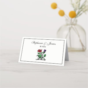 Heraldic Rose & Thistle Coat of Arms Crest Color Place Card