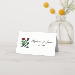 Heraldic Rose & Thistle Coat of Arms Crest Color Place Card
