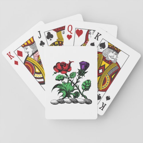 Heraldic Rose  Thistle Coat of Arms Crest Color Playing Cards