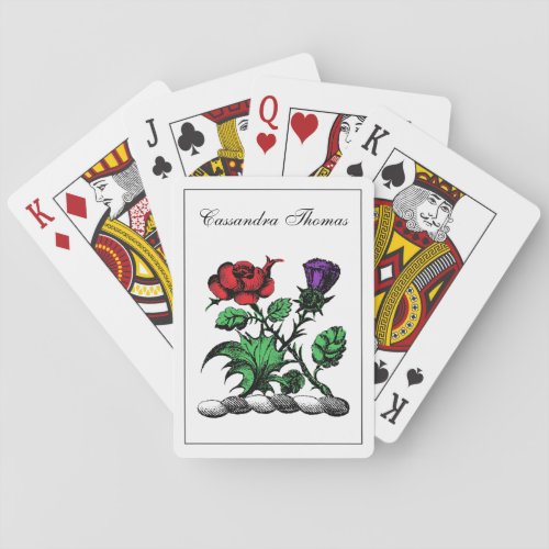 Heraldic Rose  Thistle Coat of Arms Crest Color Poker Cards