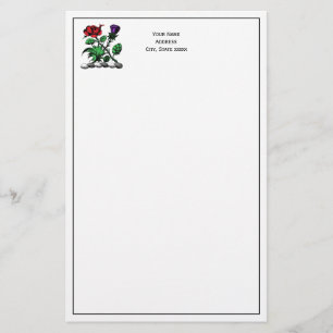Heraldic Rose & Thistle Coat of Arms Crest Color Stationery
