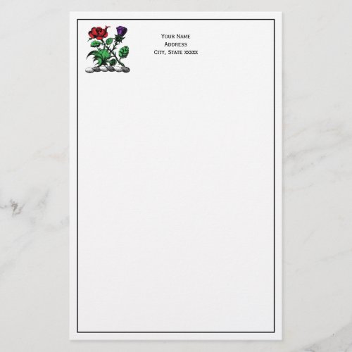 Heraldic Rose  Thistle Coat of Arms Crest Color Stationery