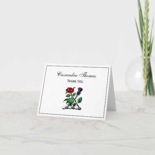 Heraldic Rose  Thistle Coat of Arms Crest Color Thank You Card