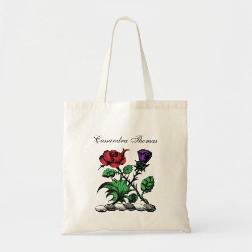 Heraldic Rose  Thistle Coat of Arms Crest Color Tote Bag