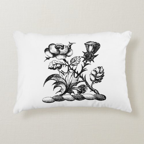 Heraldic Rose  Thistle Coat of Arms Crest Emblem Accent Pillow