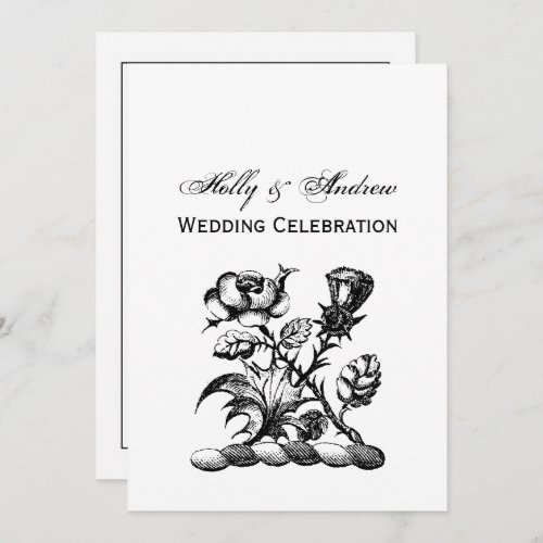 Heraldic Rose  Thistle Coat of Arms Crest Emblem Invitation