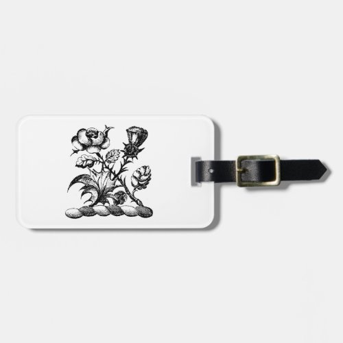 Heraldic Rose  Thistle Coat of Arms Crest Emblem Luggage Tag