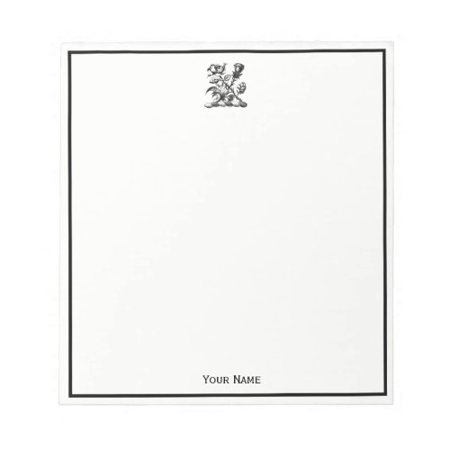 Heraldic Rose  Thistle Coat of Arms Crest Emblem Notepad