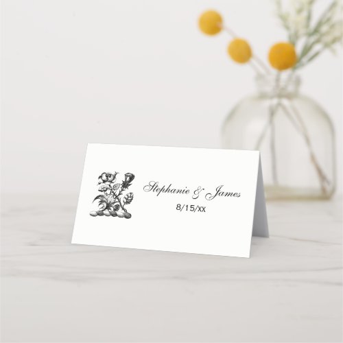 Heraldic Rose  Thistle Coat of Arms Crest Emblem Place Card