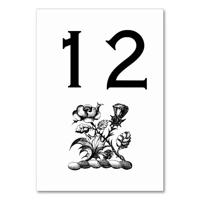 Heraldic Rose & Thistle Coat of Arms Crest Emblem Table Number (Front)