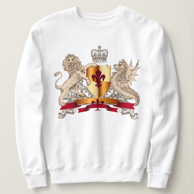 Heraldic Shield, Lion & Dragon Sweatshirt (Design Front)