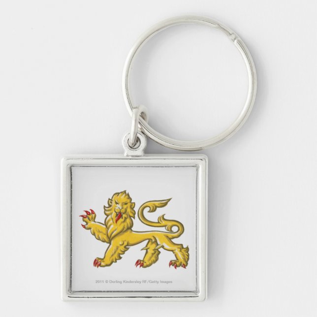 Heraldic symbol of lion statant guardant keychain (Front)