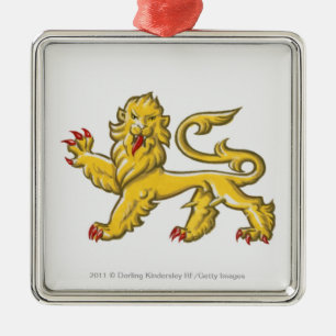 Heraldic symbol of lion statant guardant metal ornament