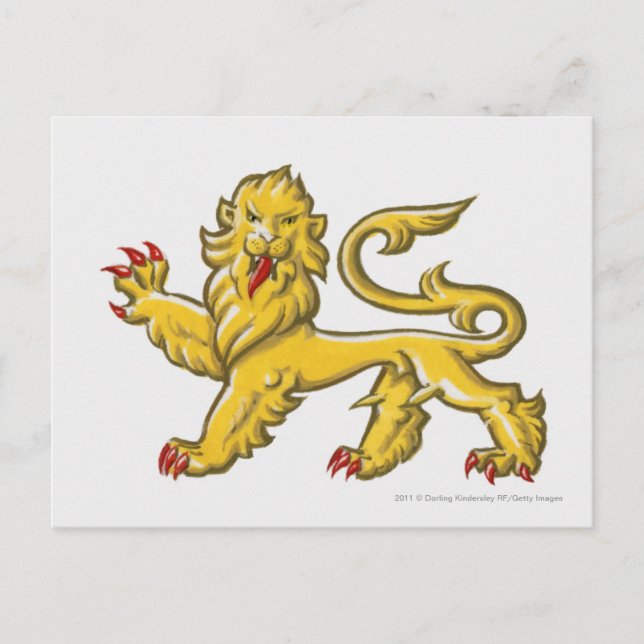 Heraldic symbol of lion statant guardant postcard (Front)