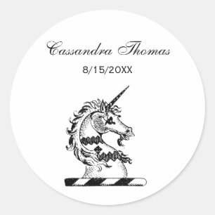Heraldic Unicorn Head Coat of Arms Emblem Classic Round Sticker