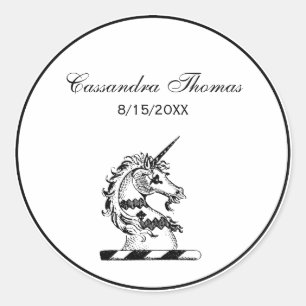 Heraldic Unicorn Head Coat of Arms Emblem Classic Round Sticker