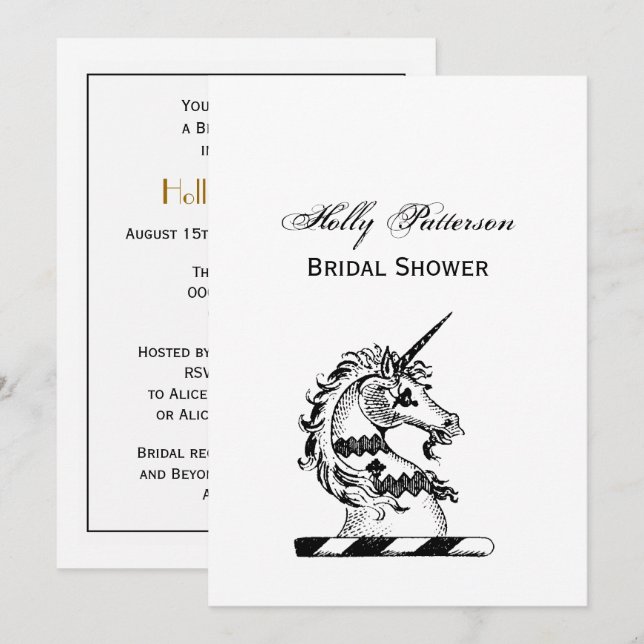Heraldic Unicorn Head Coat of Arms Emblem Invitation (Front/Back)