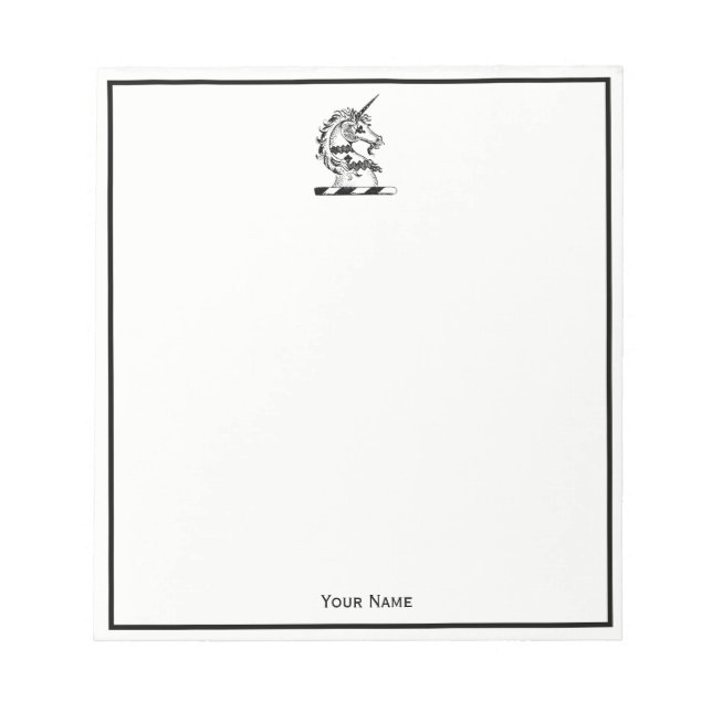 Heraldic Unicorn Head Coat of Arms Emblem Notepad (Front)