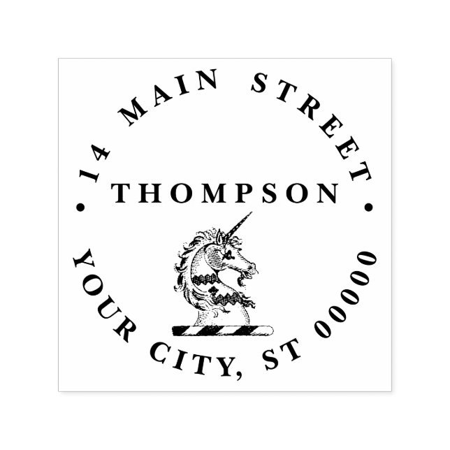 Heraldic Unicorn Head Coat of Arms Emblem Self-inking Stamp (Design)