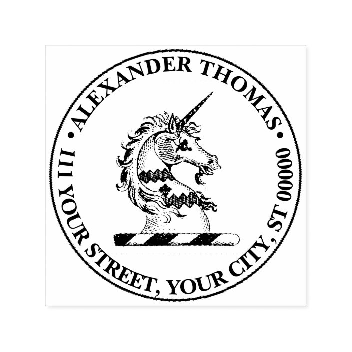 Heraldic Unicorn Head Coat Of Arms Emblem Self Inking Stamp