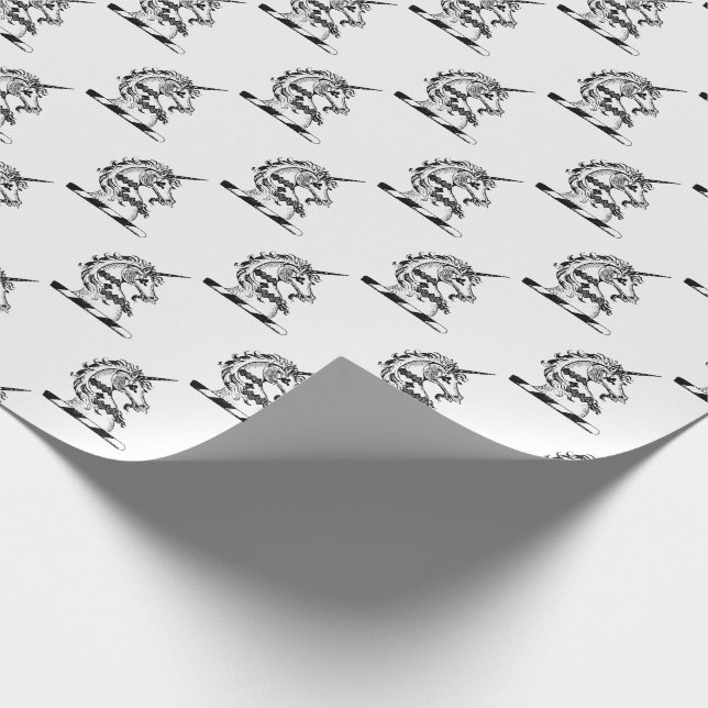 Heraldic Unicorn Head Coat of Arms Emblem Wrapping Paper (Corner)