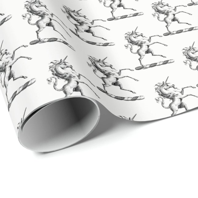 Heraldic Unicorn Rearing Coat of Arms Emblem Wrapping Paper (Roll Corner)