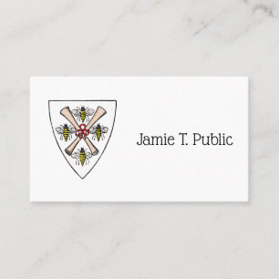 Heraldic Vintage 4 Bees Scrolls on Shield Crest Wt Business Card