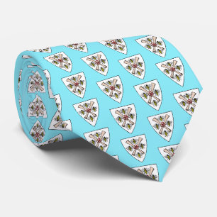 Heraldic Vintage 4 Bees Scrolls on Shield Crest Wt Neck Tie