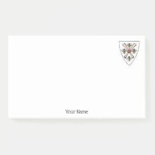 Heraldic Vintage 4 Bees Scrolls on Shield Crest Wt Post-it Notes