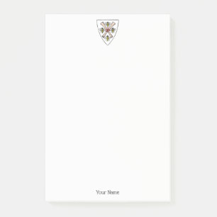 Heraldic Vintage 4 Bees Scrolls on Shield Crest Wt Post-it Notes