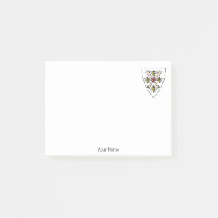 Heraldic Vintage 4 Bees Scrolls on Shield Crest Wt Post-it Notes