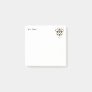 Heraldic Vintage 4 Bees Scrolls on Shield Crest Wt Post-it Notes