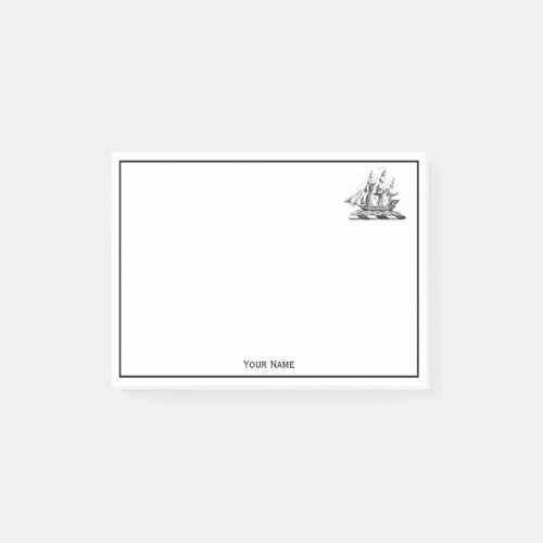 Heraldic Vintage Nautical Clipper Ship Crest Post_it Notes