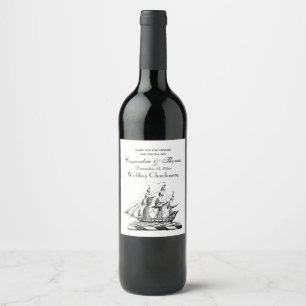 Heraldic Vintage Nautical Clipper Ship Crest Wine Label