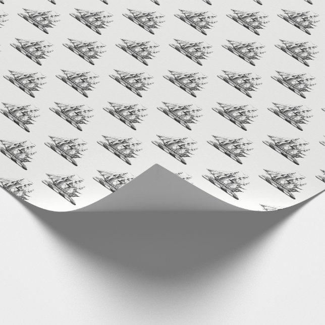 Heraldic Vintage Nautical Clipper Ship Crest Wrapping Paper (Corner)