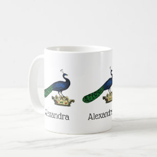 Heraldic Vintage Stylized Peacock on Crown C Coffee Mug