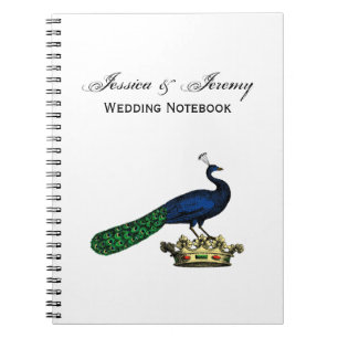 Heraldic Vintage Stylized Peacock on Crown C Notebook