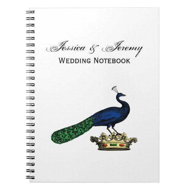 Heraldic Vintage Stylized Peacock on Crown C Notebook (Front)