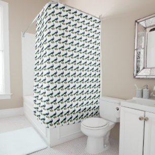 Heraldic Vintage Stylized Peacock on Crown C Shower Curtain