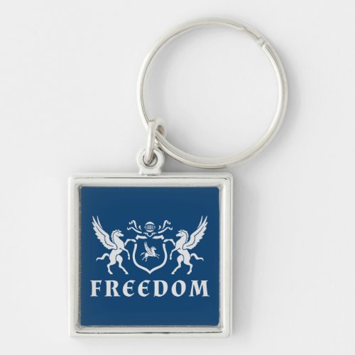 Heraldic White Pegasus Keychain