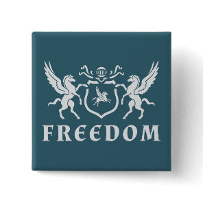 Heraldic White Pegasus Pinback Button